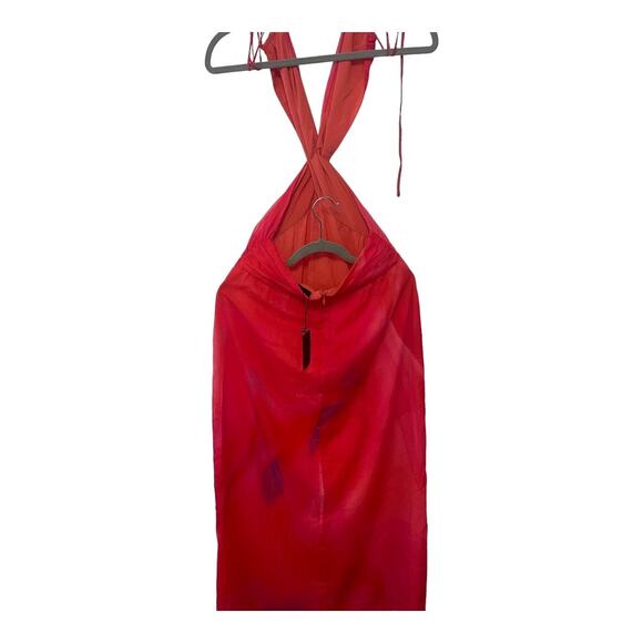 NBD Strappy Maxi Dress Halter Neck Open Back Formal Party Gala Prom Abstract S - Picture 8 of 13